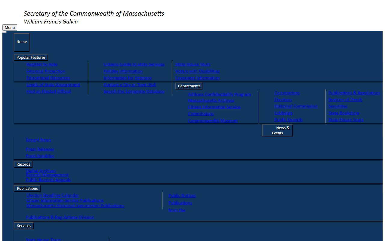 One-Day Marriage Designation application portal from the Massachusetts Secretary of Commonwealth